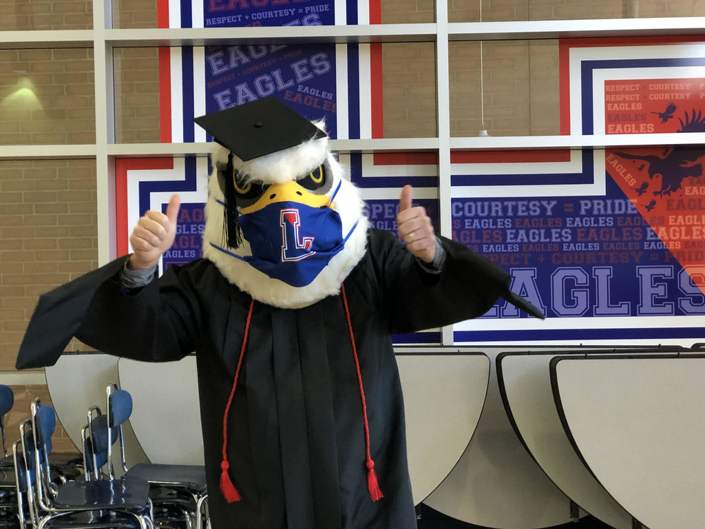 Eagle with graduation regalia 