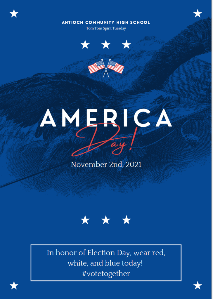 American flags and bald eagle. America Day! November 2nd, 2021. In Honor of Election Day, were red, white, and blue today! #votetogether