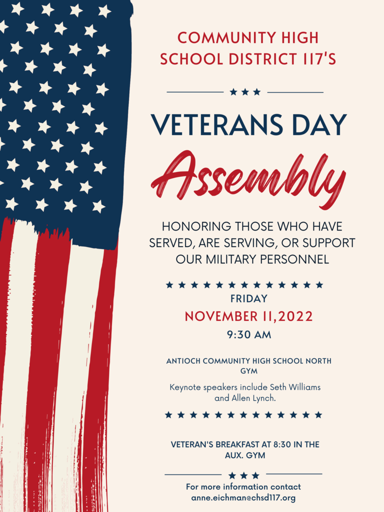 Veterans Day assembly poster with American Flag