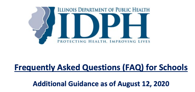 Image of the Illinois Department of Health FAQ for Schools Document Header