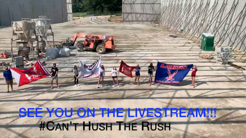 Picture of the Royal Rush Leaders Broadcasting from the Field House